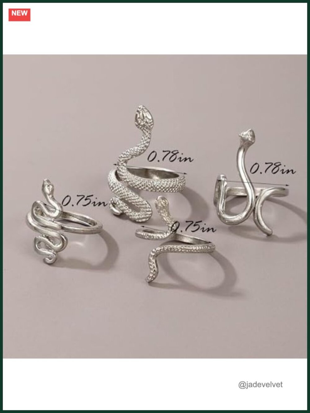 Snake Stackable Rings Set Adjustable Medusa Serpent Ring - Picture 5 of 6
